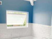 Bathroom designed and fitted - beautiful blue colours! Bathroom was completed on Hillside Road