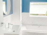 Bathroom designed and fitted - beautiful blue colours! Bathroom was completed on Hillside Road