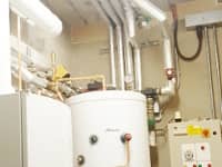 Commercial boiler and unvented cylinder installation.