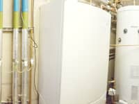 Commercial boiler and unvented cylinder installation.