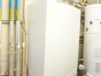 Commercial boiler and unvented cylinder installation.