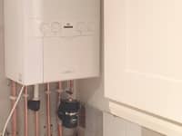 Boiler installation in Menlove Gardens ready for fused spur to be fitted.