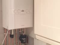 Boiler installation in Menlove Gardens ready for fused spur to be fitted.