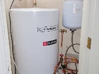 Unvented cylinder/hot water storage installed.